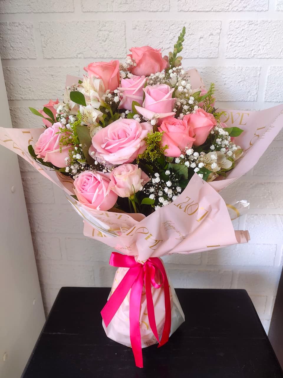 Buque 12 rosas cor de rosa